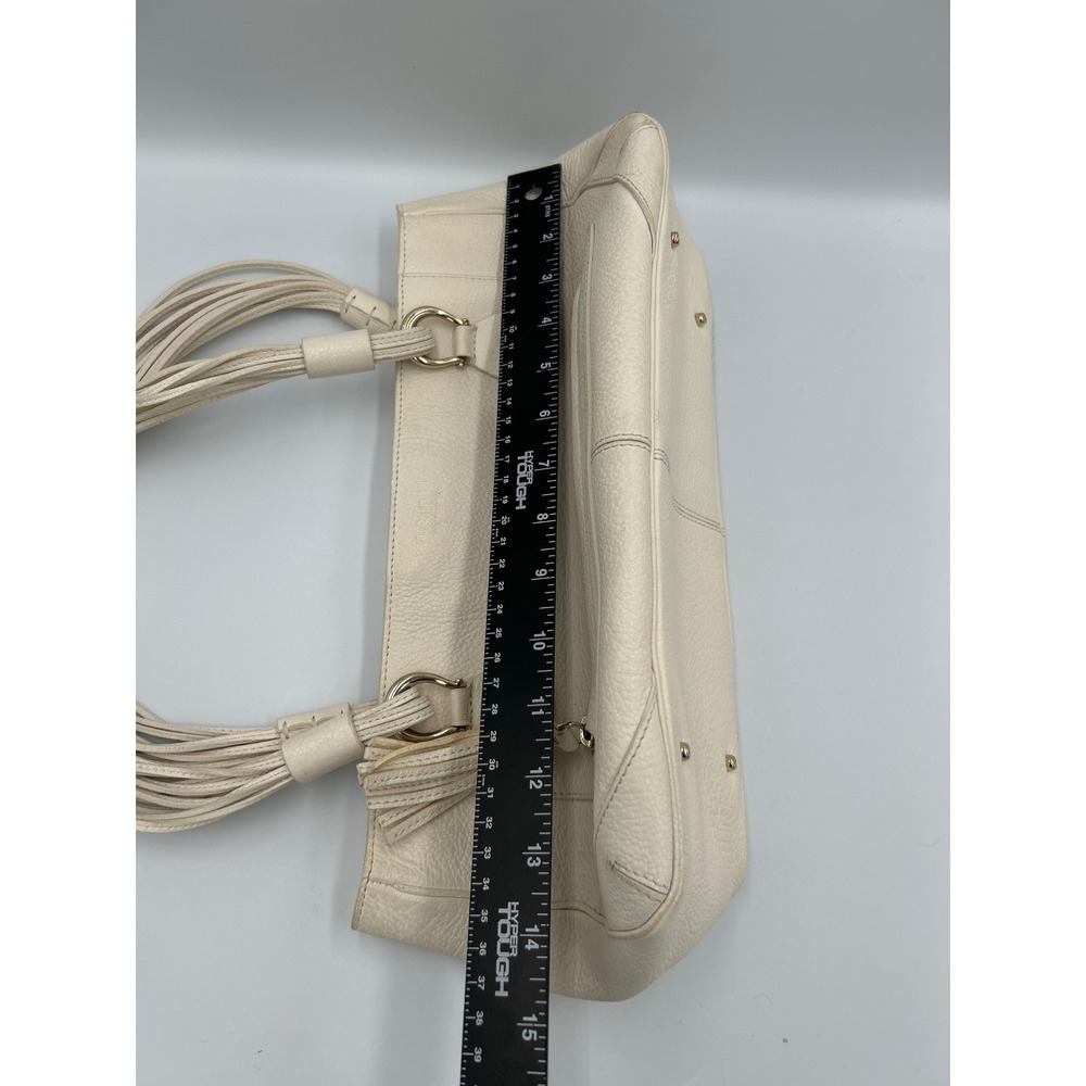 Kate Spade New York Cream Pebbled Leather Tassel Shoulder Bag Gold Hardware - Picture 4 of 10